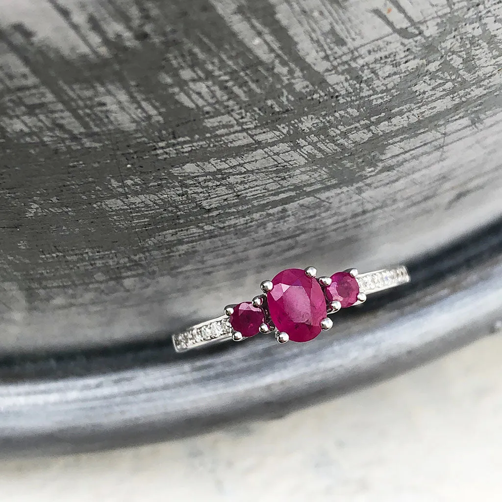 Delicate Trilogy Ruby and Diamond Ring