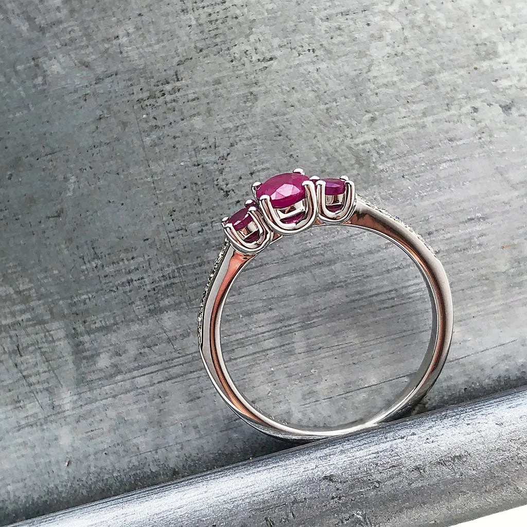 Delicate Trilogy Ruby and Diamond Ring