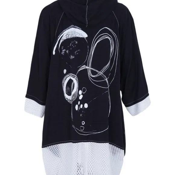 Designer black jacket summer spring and fall oversized hooded front zipper