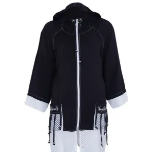 Designer black jacket summer spring and fall oversized hooded front zipper
