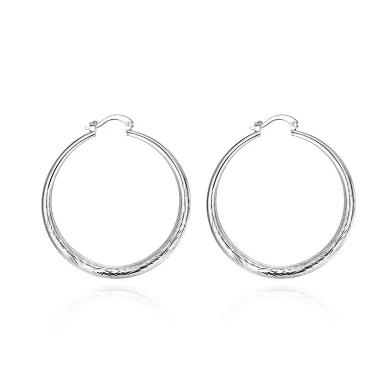 Diameter:4.0cm 1 Pairs Elegant Jewelry Silver Plated Women Lady Wedding Earrings Hot Selling High Quality Fashion