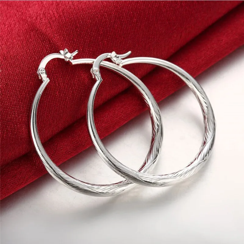 Diameter:4.0cm 1 Pairs Elegant Jewelry Silver Plated Women Lady Wedding Earrings Hot Selling High Quality Fashion