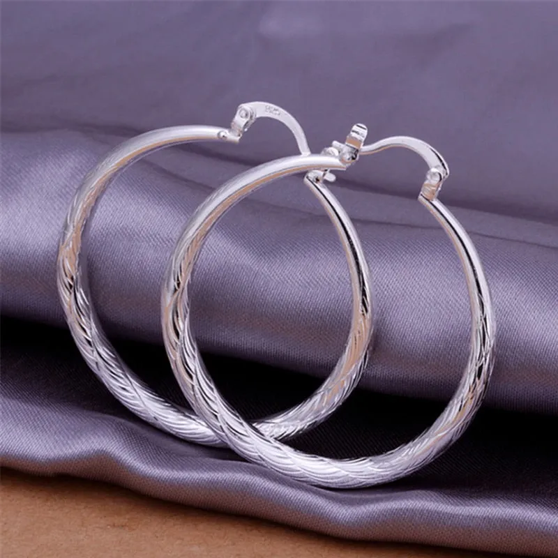 Diameter:4.0cm 1 Pairs Elegant Jewelry Silver Plated Women Lady Wedding Earrings Hot Selling High Quality Fashion