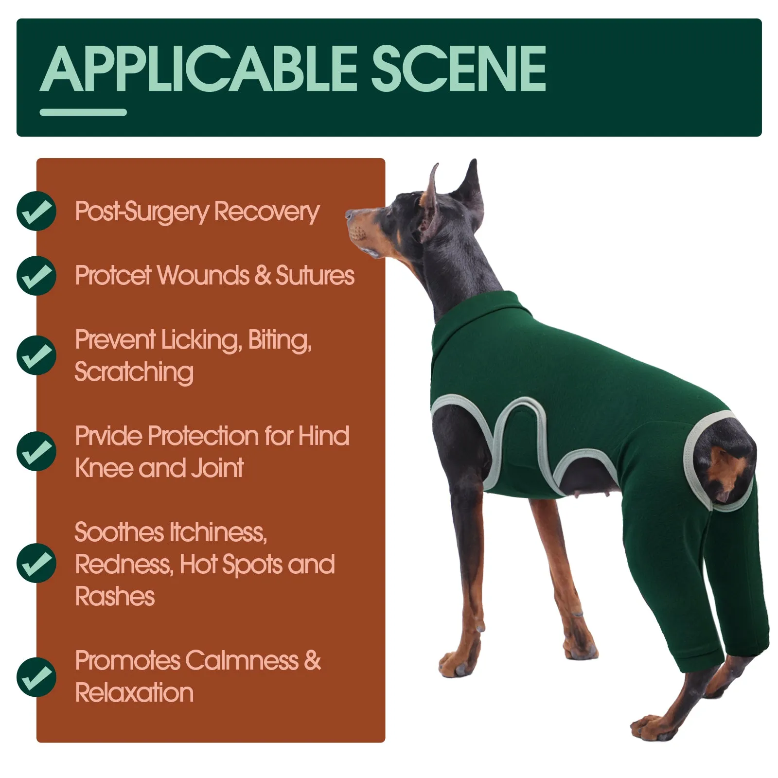 Dog Surgical Suit Dog Recovery Suit Lick Sleeves for Rear Legs