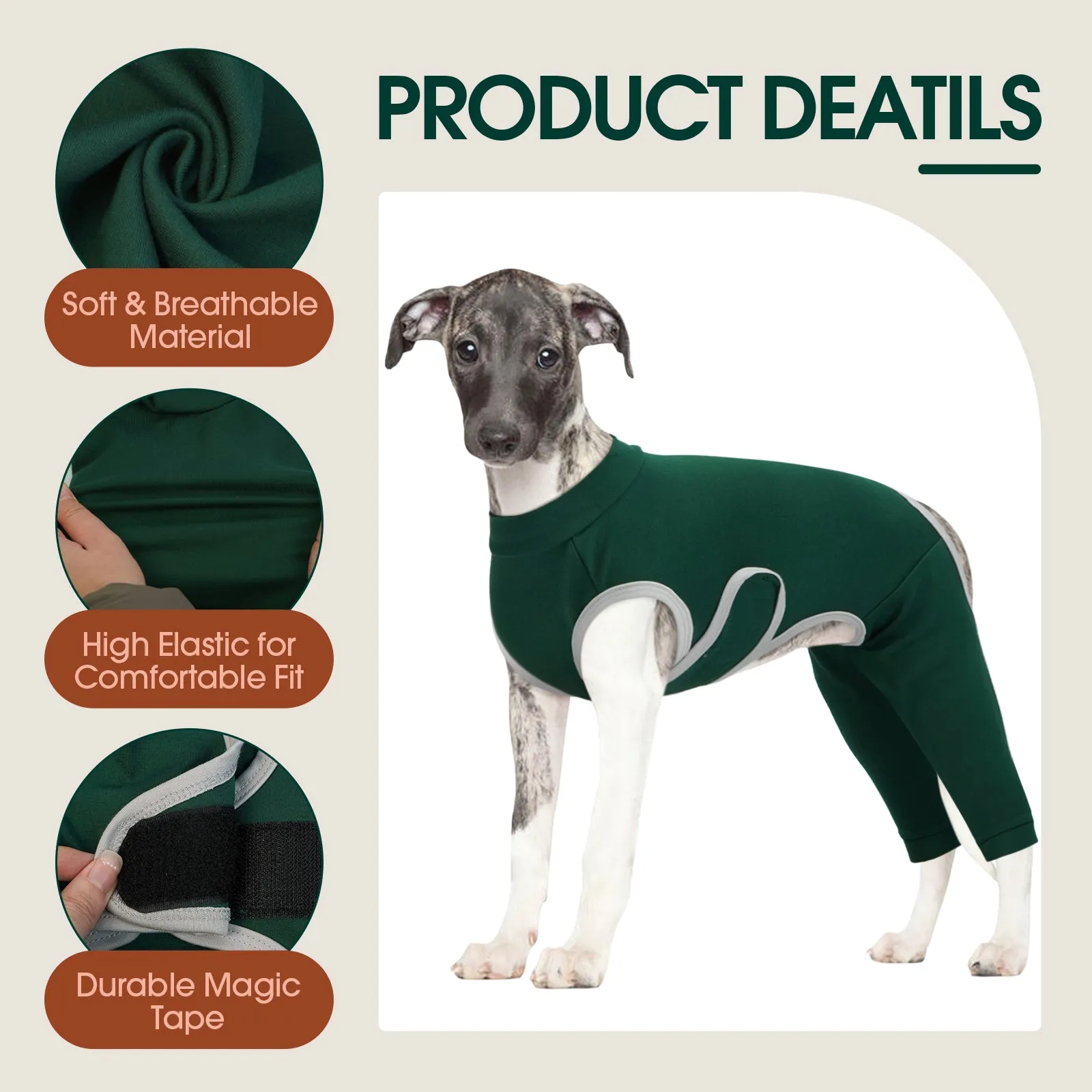 Dog Surgical Suit Dog Recovery Suit Lick Sleeves for Rear Legs