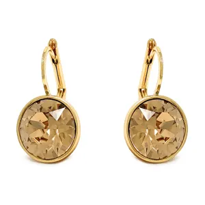 Drop Earrings with Brown Light Topaz Crystals Gold Plated