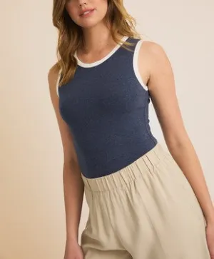 Easy Fit Contrast Detail Tank Top Bodysuit