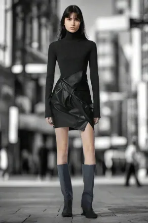 Eclipse Asymmetrical Leather Mini Skirt