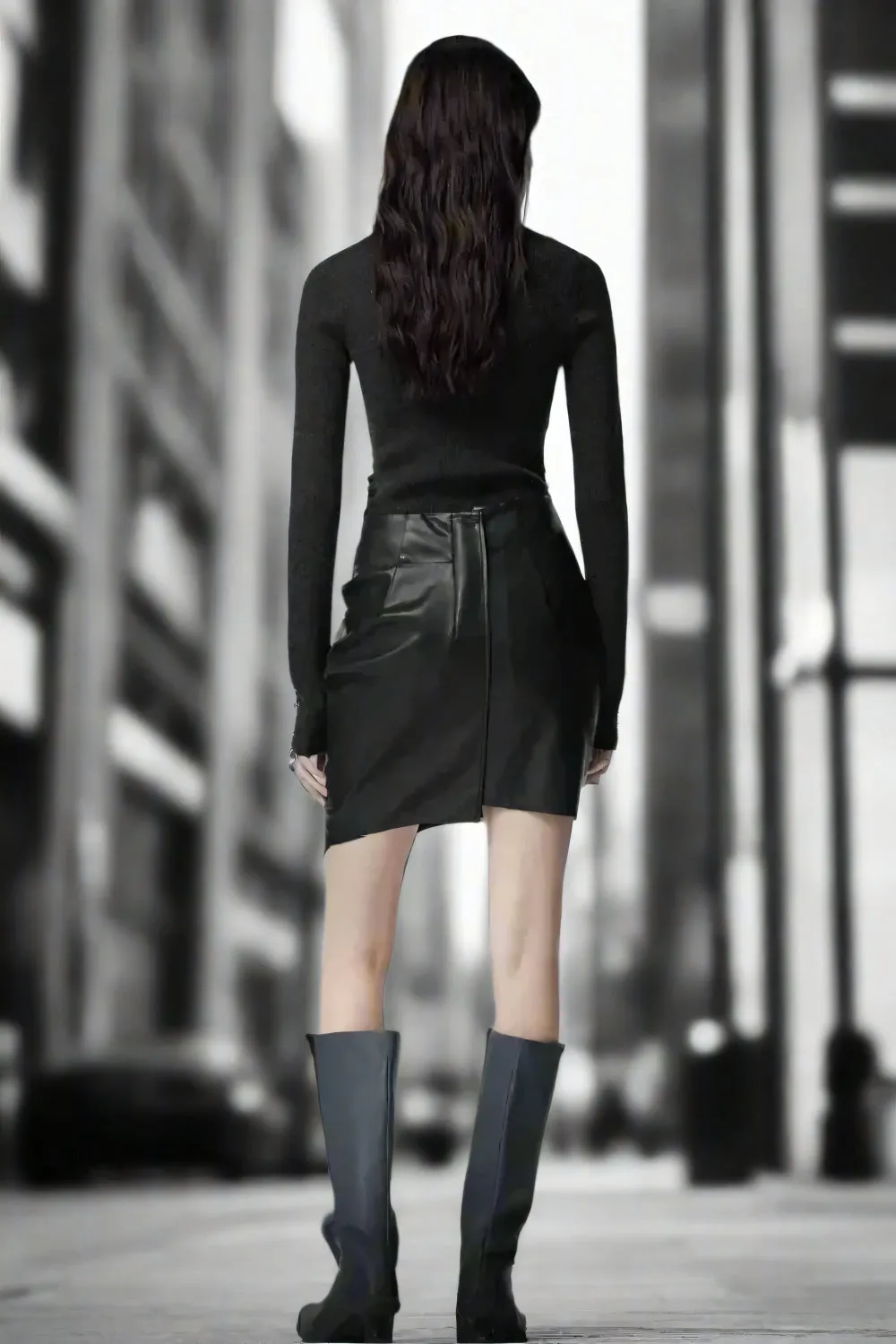 Eclipse Asymmetrical Leather Mini Skirt