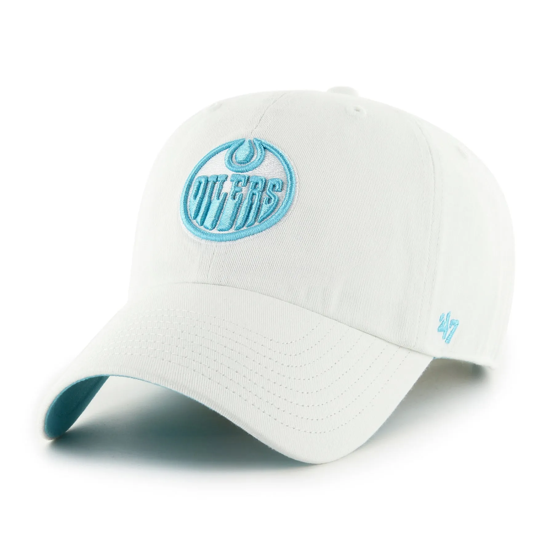 Edmonton Oilers White Noise Logo Clean Up Adjustable Hat