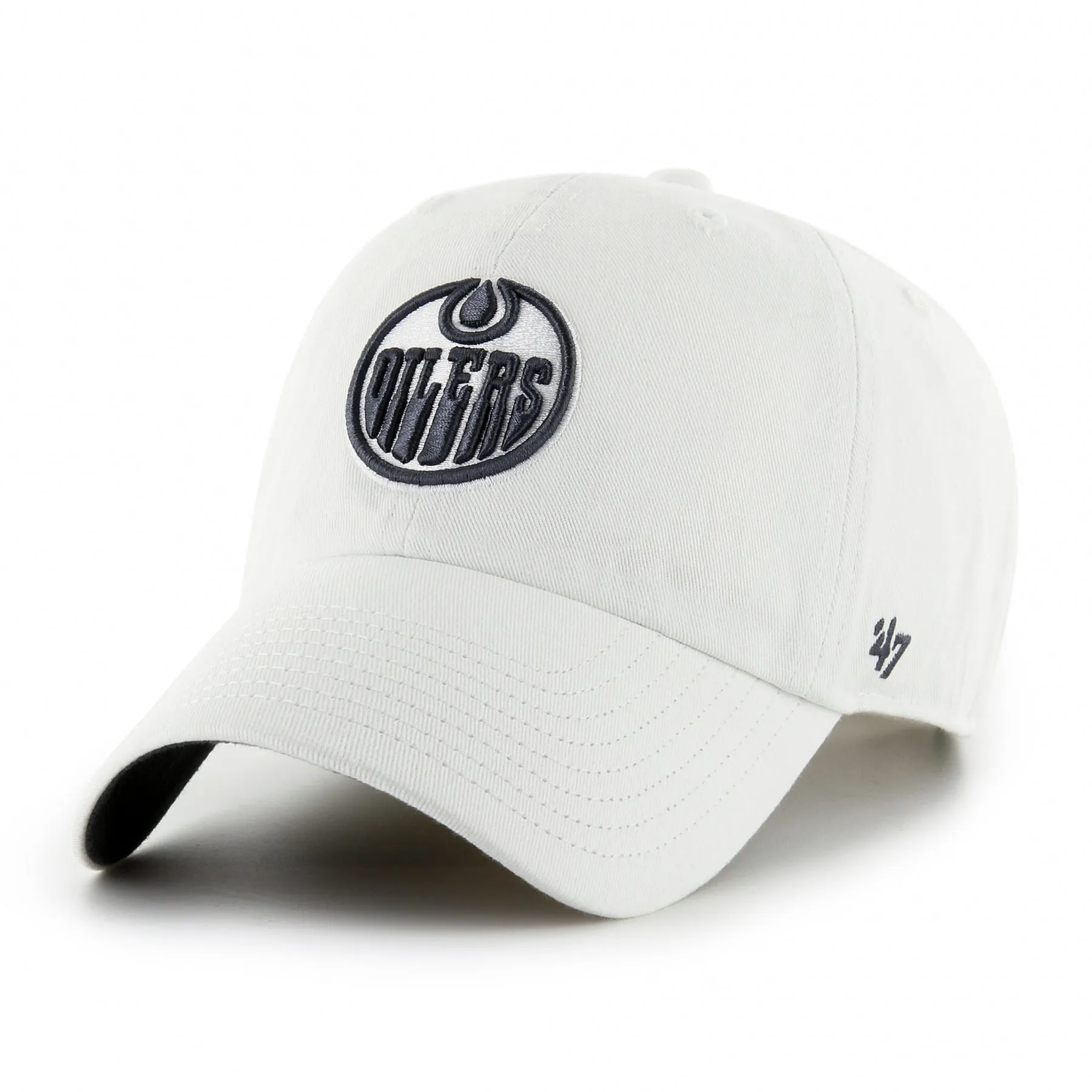 Edmonton Oilers White Noise Logo Clean Up Adjustable Hat