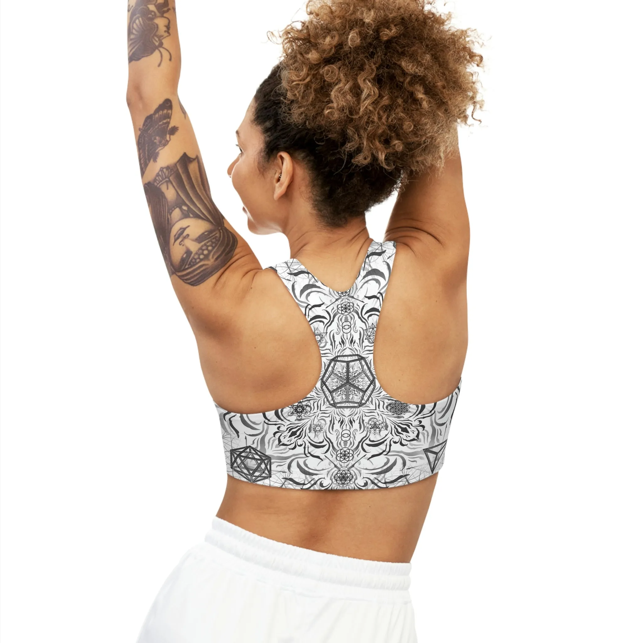 Elements White Sublimation Sports Bra - Yantrart Design