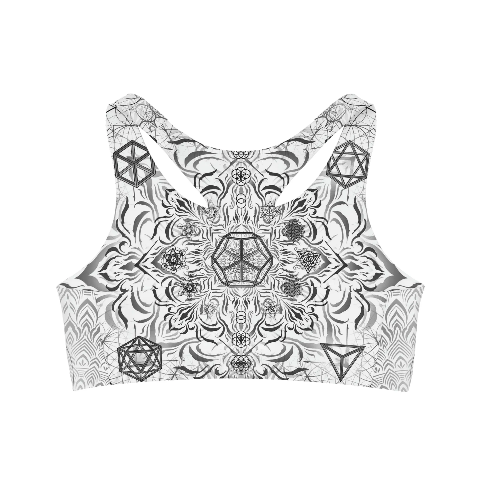 Elements White Sublimation Sports Bra - Yantrart Design