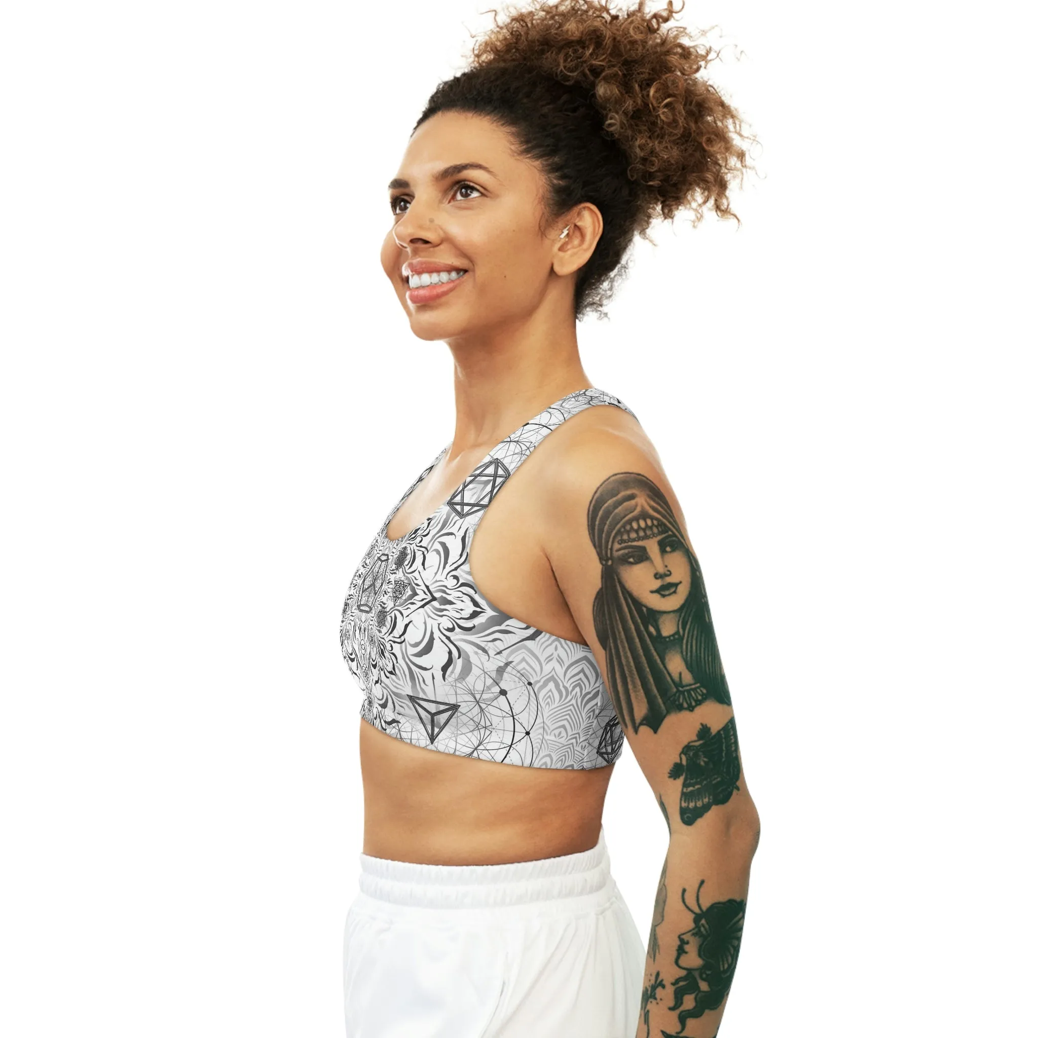 Elements White Sublimation Sports Bra - Yantrart Design