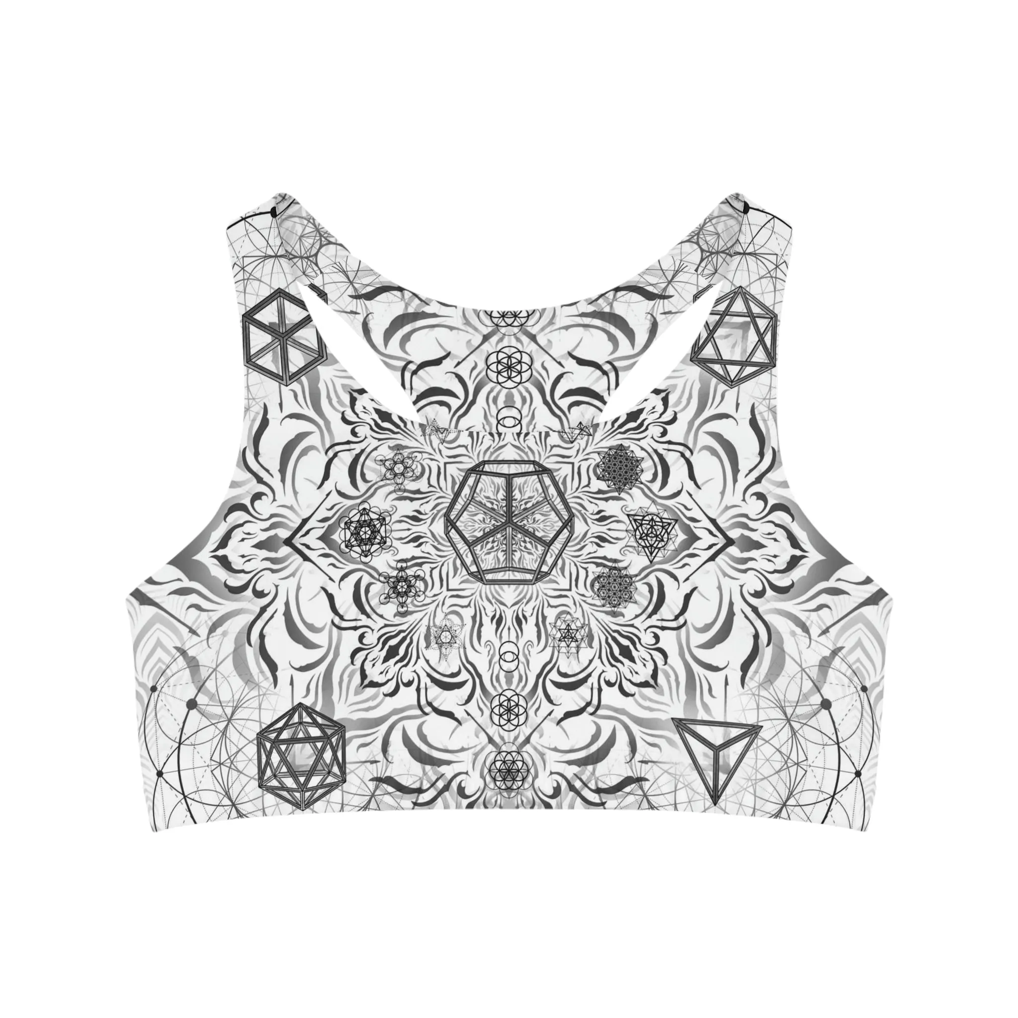 Elements White Sublimation Sports Bra - Yantrart Design