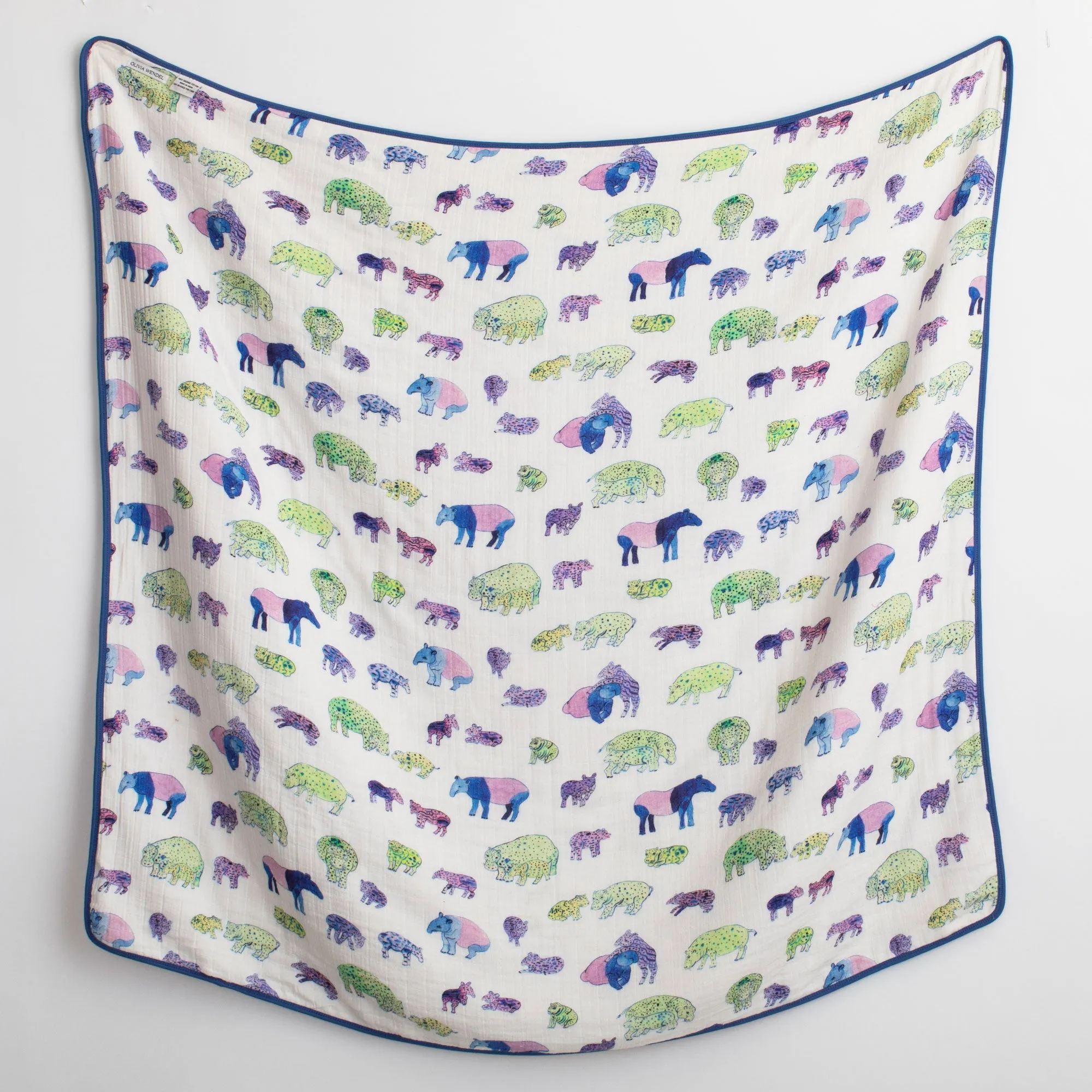 Elephants Hippos and Tapirs Baby Quilt