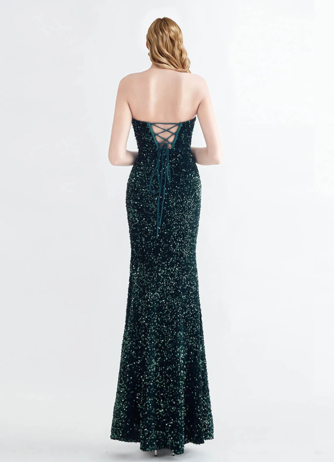 Emerald Green Sweetheart Strapless Luxury Sequin Mermaid Formal Gown