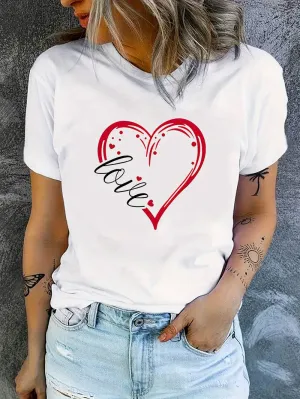 Emily T-Shirt: Crew Neck with Love Print