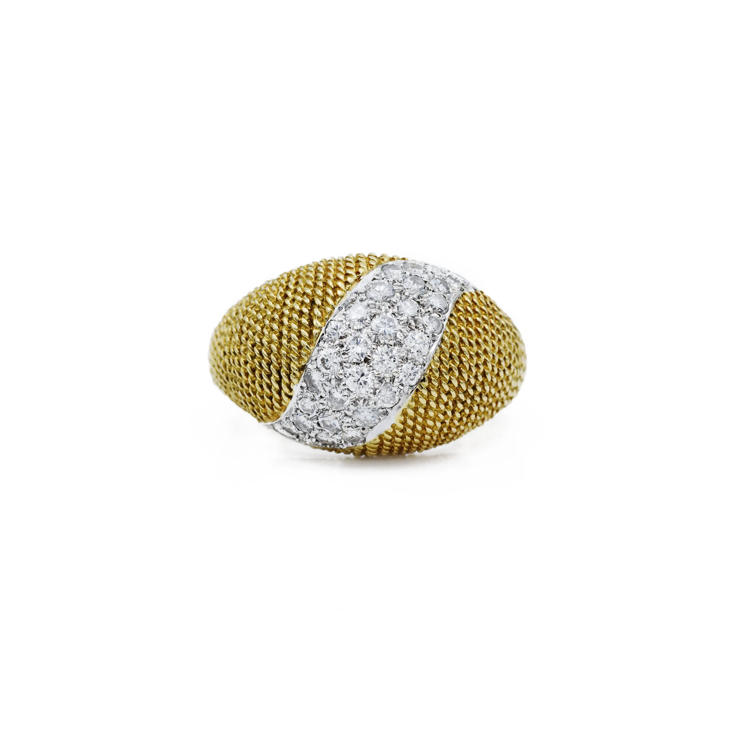 Estate 18KT Yellow Gold And Platinum Diamond Ring