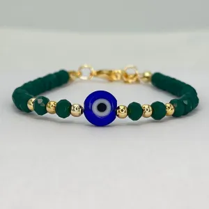 Evil Eye Crystal Beaded Bracelet, Charm - 6 Color Options 