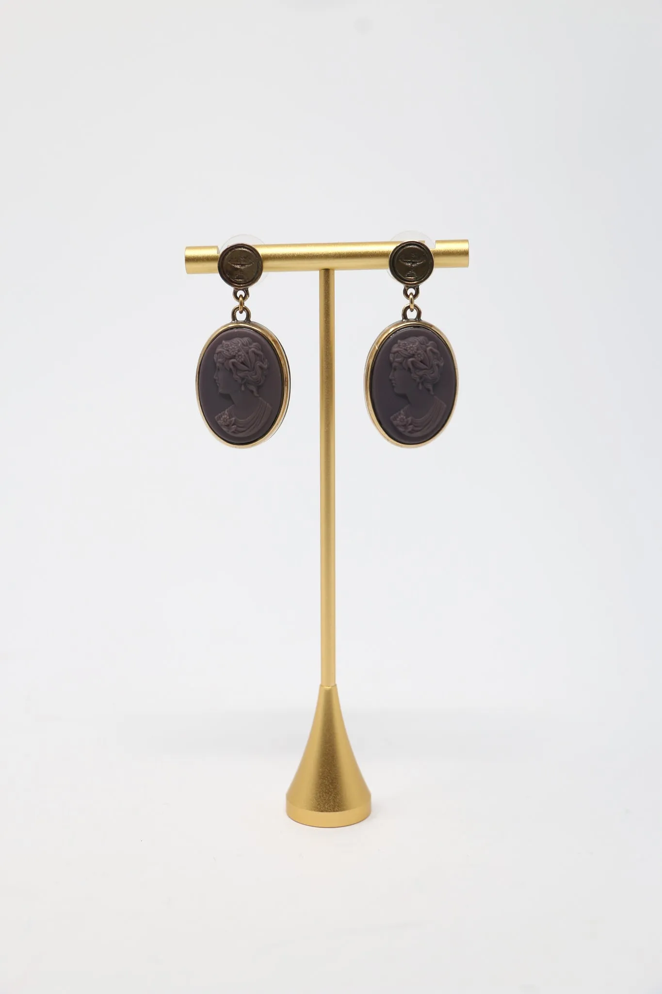 Extasia Eggplant Cameo Earrings
