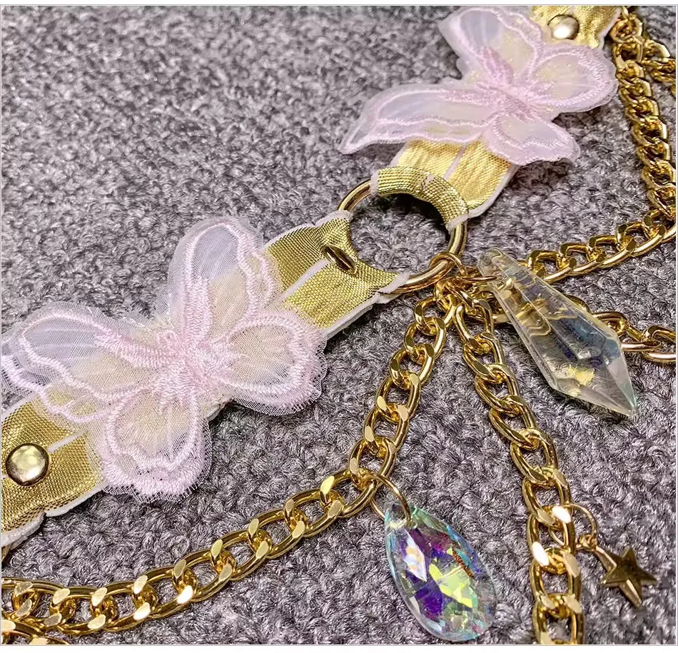 Fairycore Festival Butterfly Chain Choker Crop Top