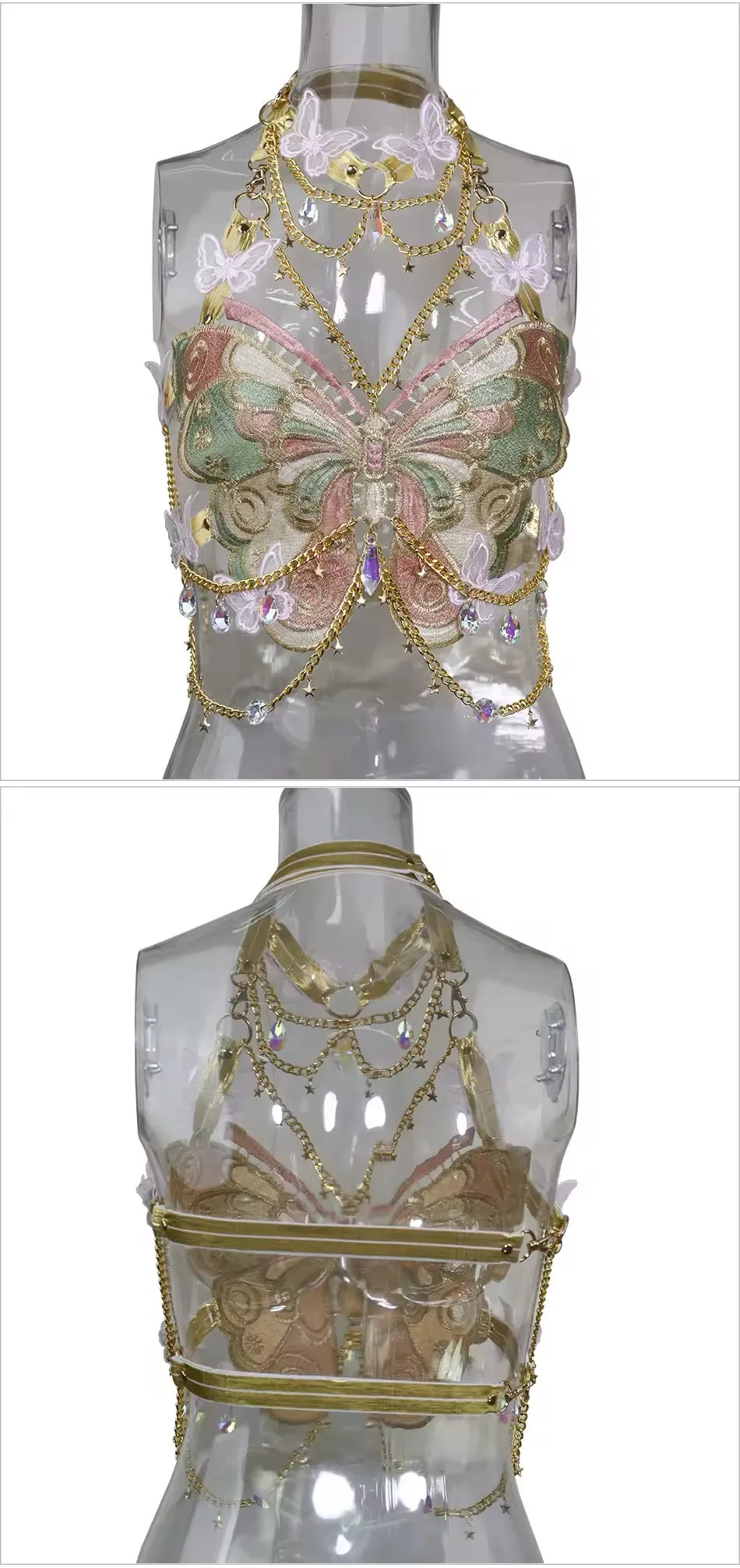 Fairycore Festival Butterfly Chain Choker Crop Top