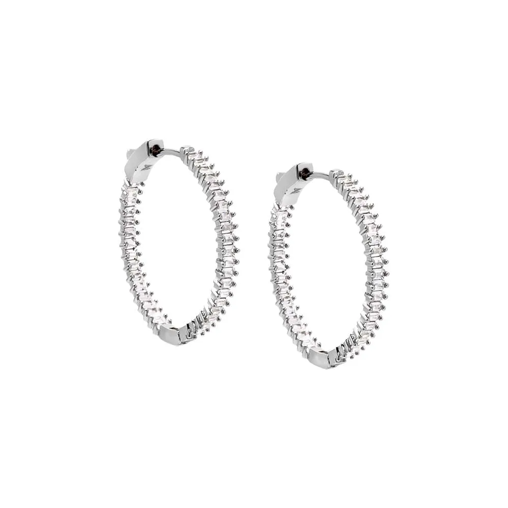 Fancy Baguette Open Hoop Earring