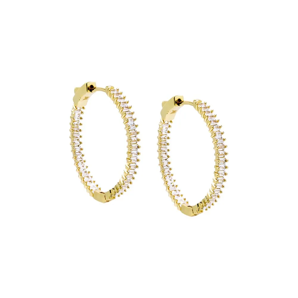 Fancy Baguette Open Hoop Earring
