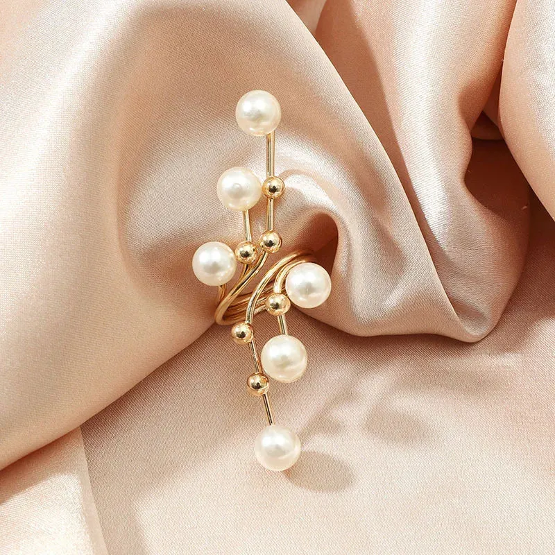Fashion Irregular Pearl Geometric Open Ring