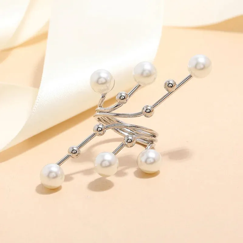 Fashion Irregular Pearl Geometric Open Ring