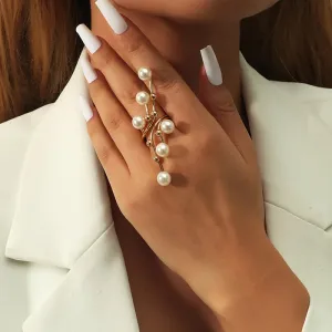 Fashion Irregular Pearl Geometric Open Ring