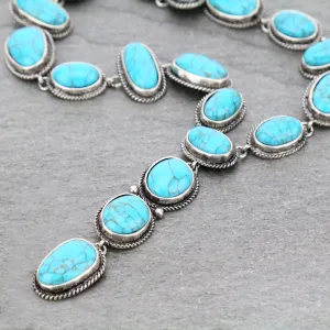 Fashion Turquoise Lariat Necklace & Earrings