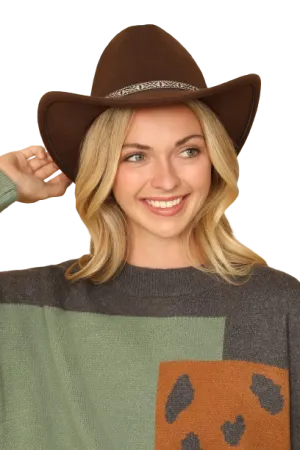 Fedora Classic Tribal Band Hat Brown - Pack of 6