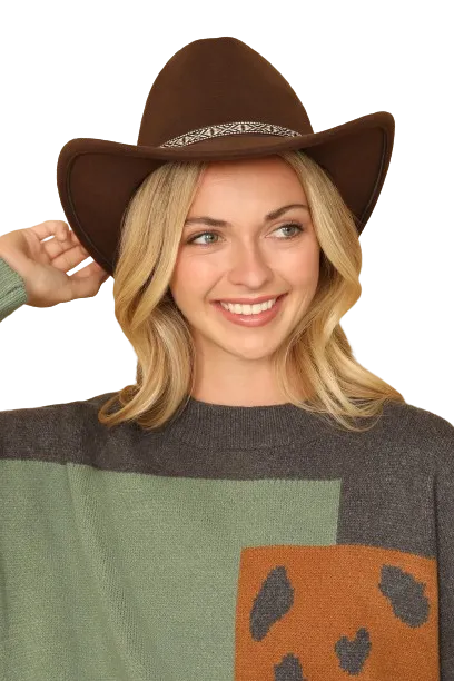 Fedora Classic Tribal Band Hat Brown - Pack of 6