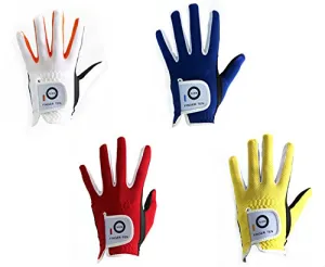 FINGER TEN Golf Gloves Kids Boys Girls Left Hand Right Value 2 Pack, Youth Junior Lh Rh Handed Golfer Glove Color White Red Blue, Fit 3-12 Years (X-Large Red, Left)