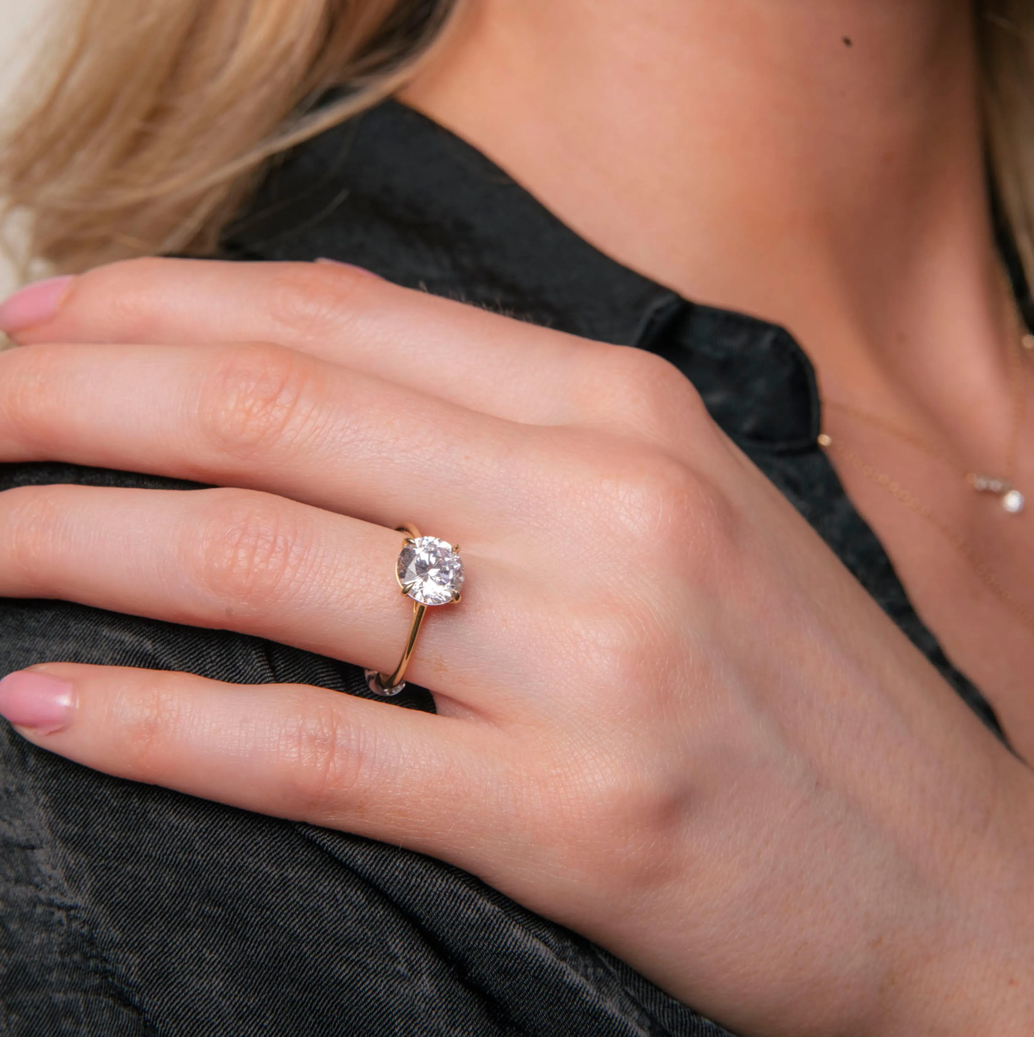 Floating Round Engagement Ring