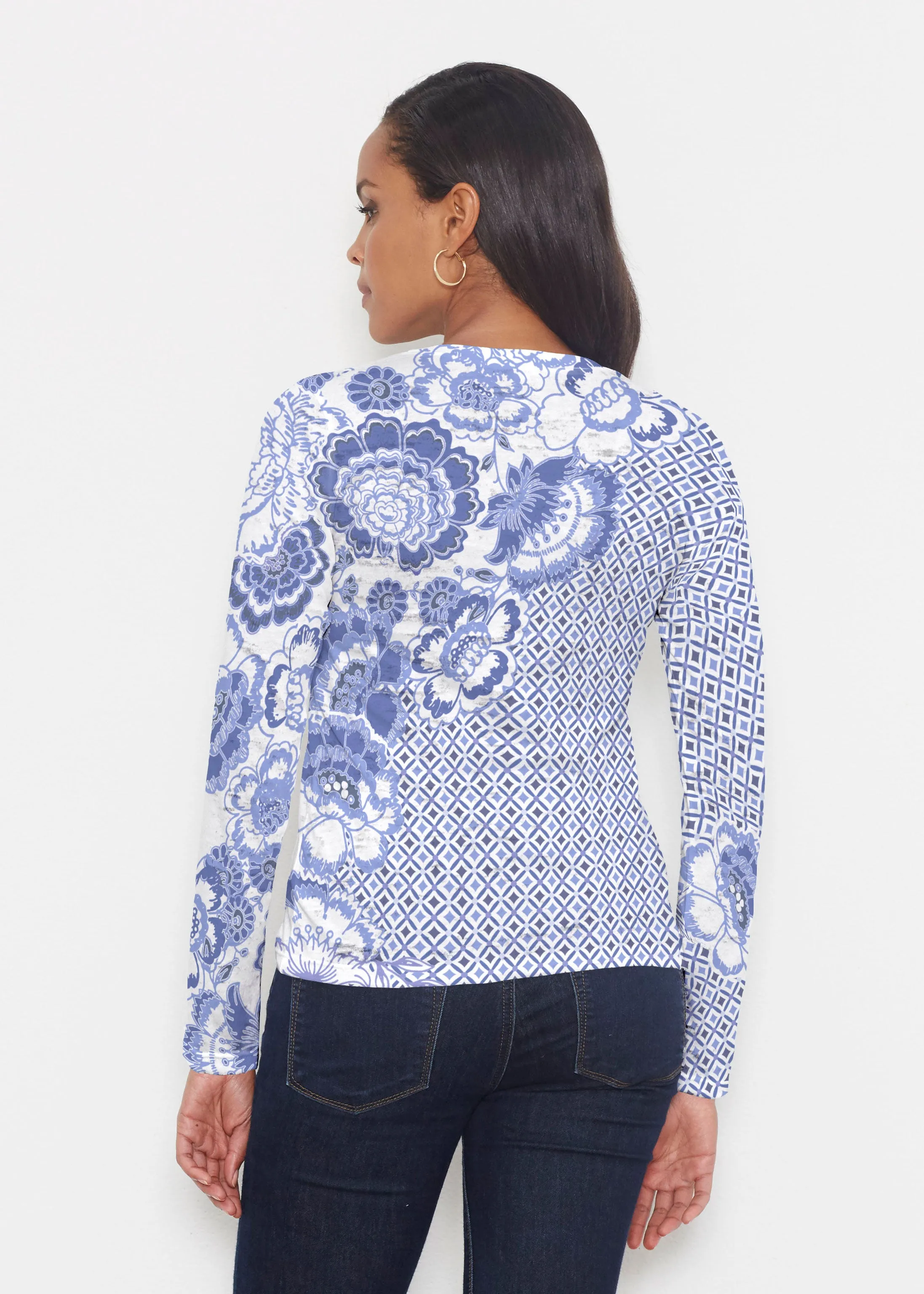 Floral Crossing Geo (7973) ~ Signature Long Sleeve Crew Shirt