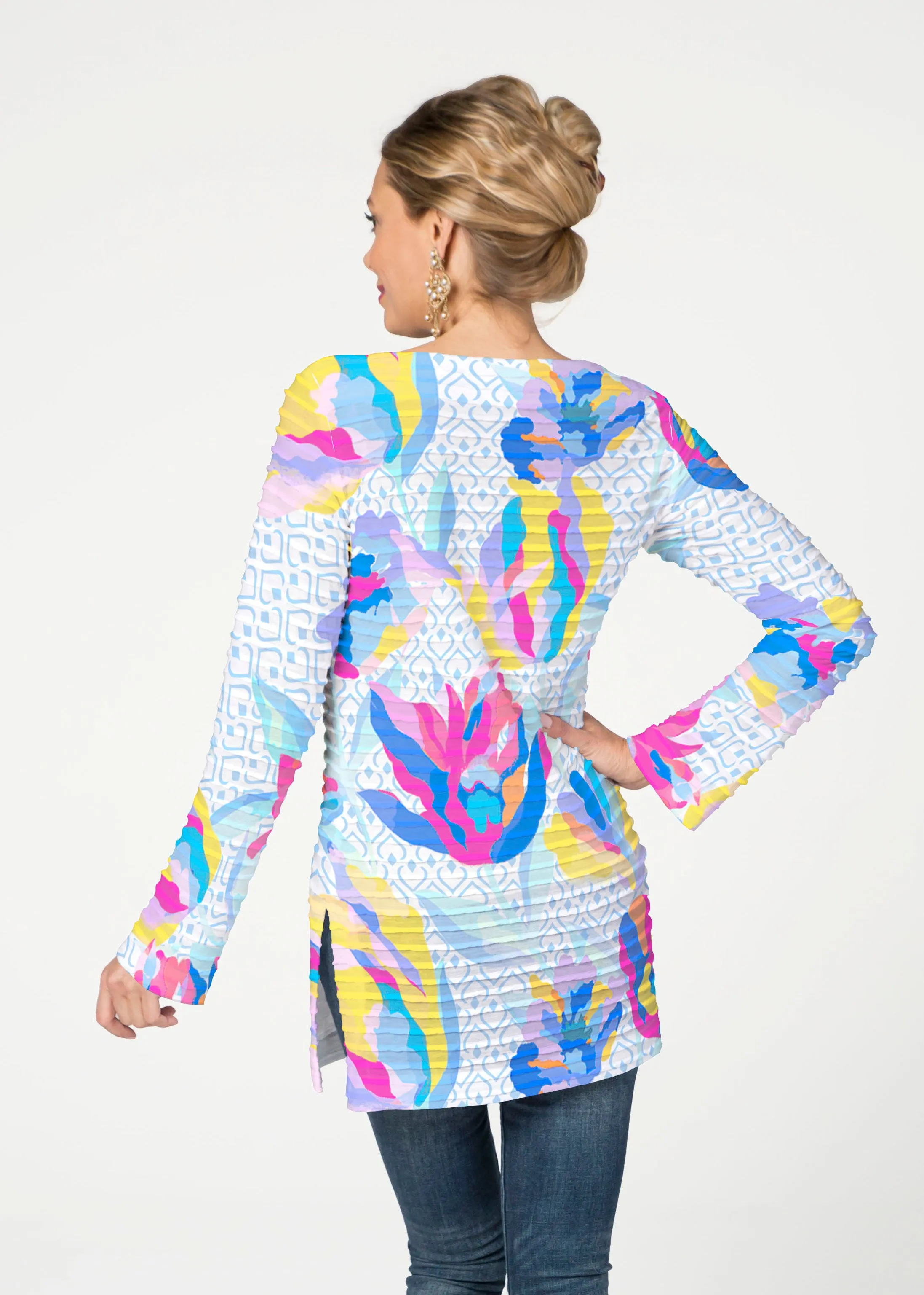 Floral Spades (8048) ~ Banded Boatneck Tunic