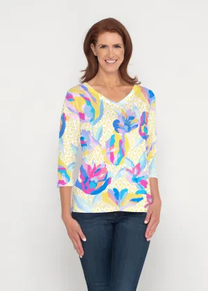Floral Spades (8048) ~ Signature 3/4 Sleeve V-Neck Top