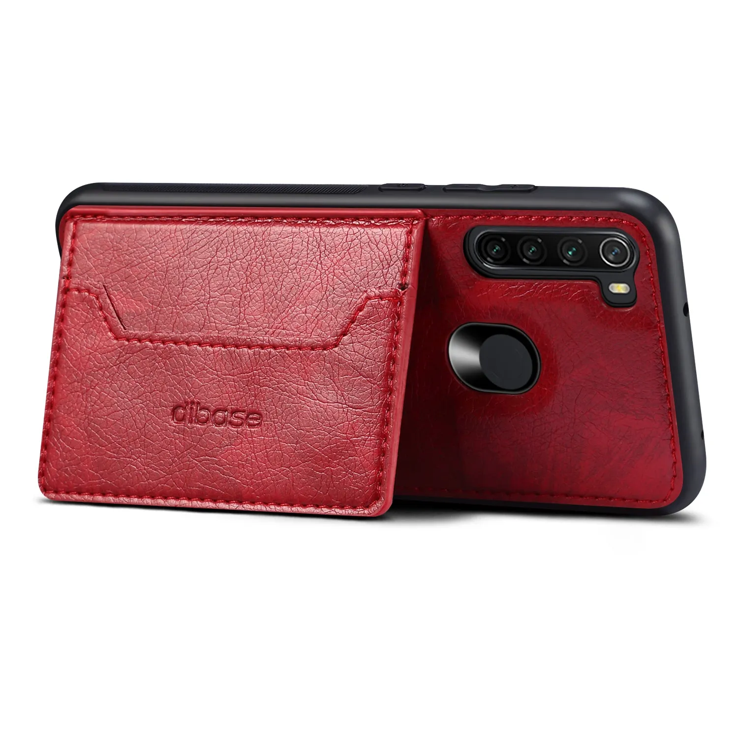 For Red Mi NOTE 8/8 Pro Cellphone Smart Shell 2-in-1 Textured PU Leather Card Holder Stand-viewing Overall Protection Case black