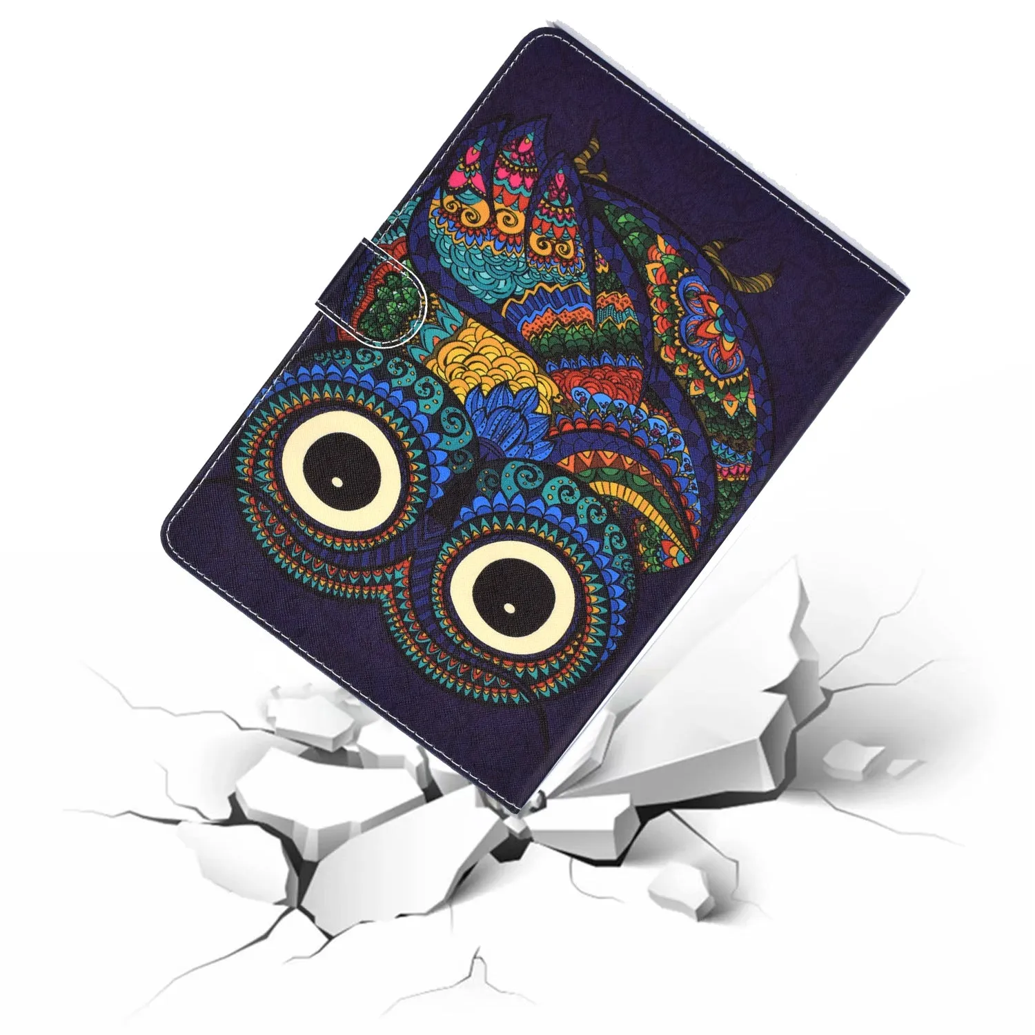 For Samsung T720/T725 Laptop Protective Cover Cartoon Color Painted Smart Stay PU Cover with Front Snap owl