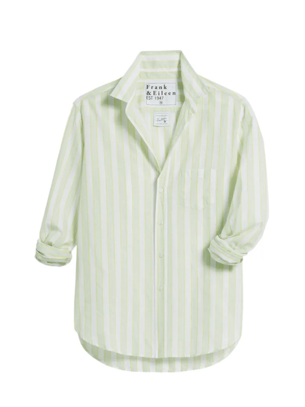 Frank & Eileen Relaxed Button-up Shirt in Chartreuse/Blue Stripe