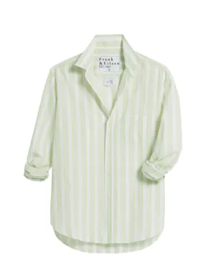 Frank & Eileen Relaxed Button-up Shirt in Chartreuse/Blue Stripe