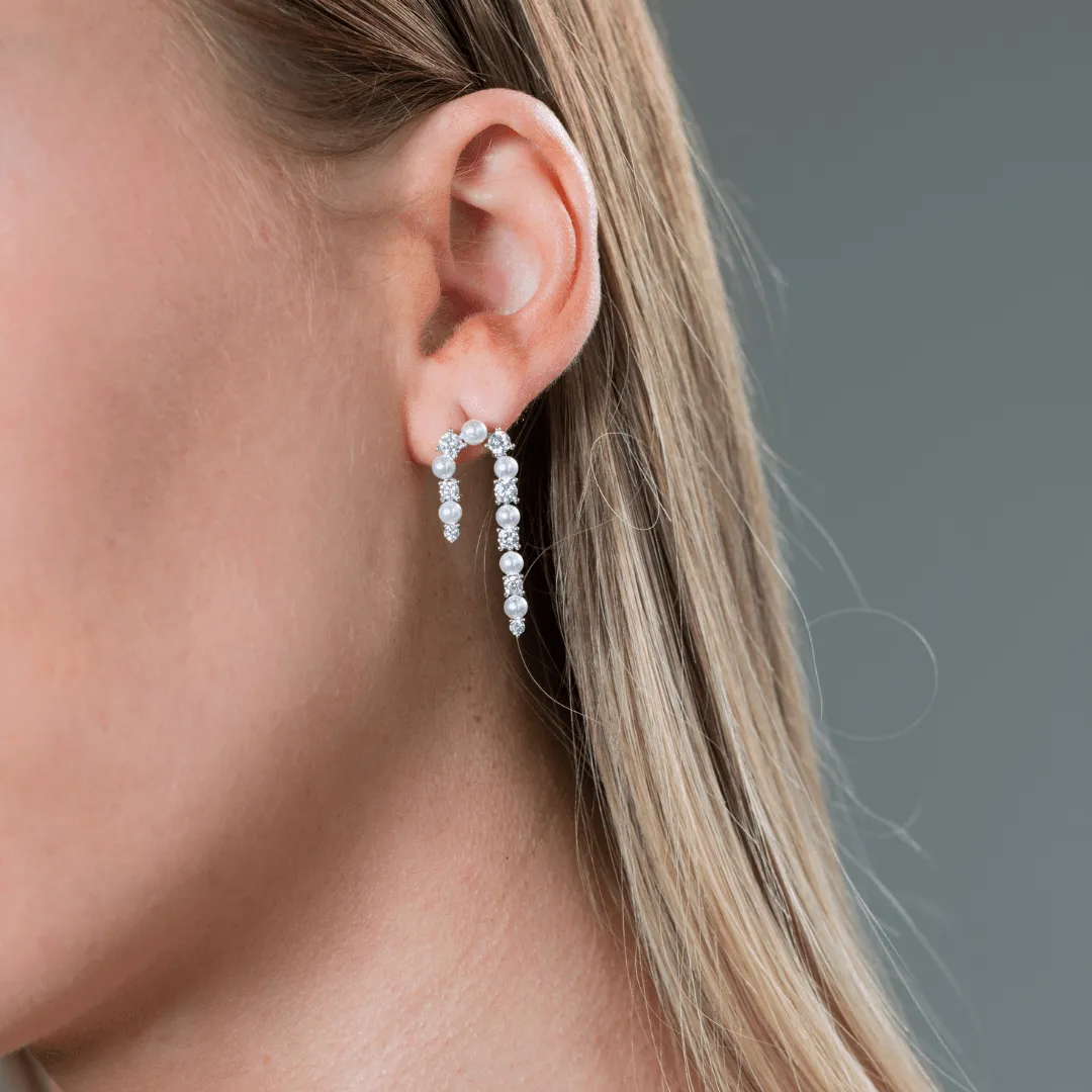GEORGINI NOEL NIGHTS CANDY CANE EARRINGS SILVER