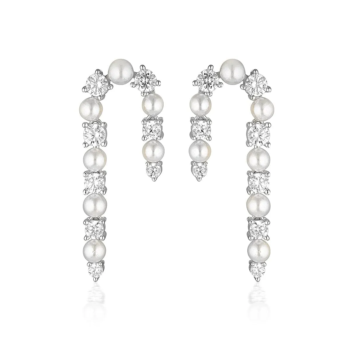 GEORGINI NOEL NIGHTS CANDY CANE EARRINGS SILVER