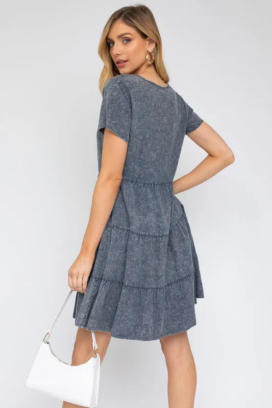 Gilli Washed Baby Doll Mini Dress