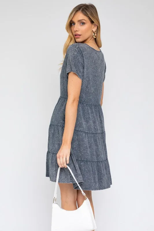 Gilli Washed Baby Doll Mini Dress
