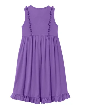 Girls Soft Cotton Jersey Flutter Tank Dress | Deep Purple