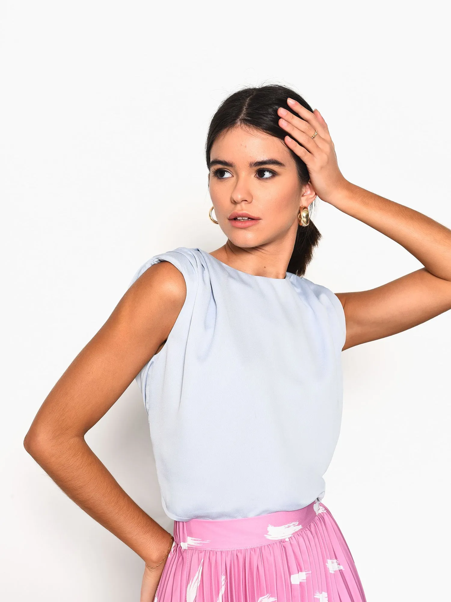 Glamorous Dusty Blue Grey Top